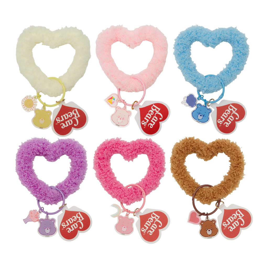 GraceGift CareBears聯名 溫柔小熊 Cupid系列 愛心絨毛鑰匙圈 棕