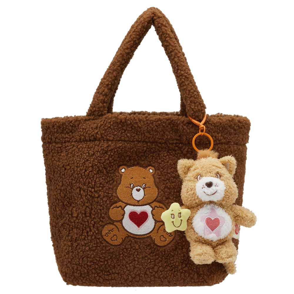 Care Bears-溫柔小熊泰迪毛毛手提肩背托特包 棕
