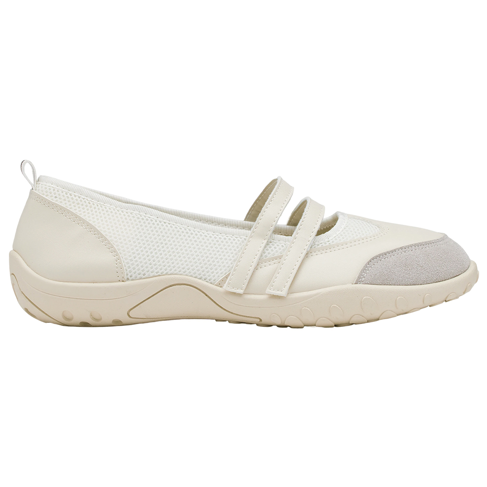 活力女孩魔鬼氈機能芭蕾舞運動鞋 米白