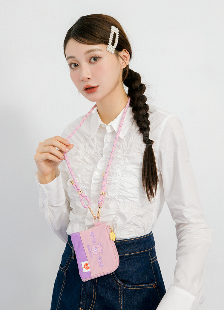 GraceGift Care Bears聯名 NTU 牢騷小熊 收納零錢包 淺藍色 實拍圖