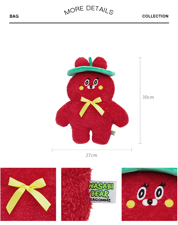 GraceGift Wasabi Bear聯名 辣椒醬熊 療癒造型抱枕(30CM) 紅色 實拍圖