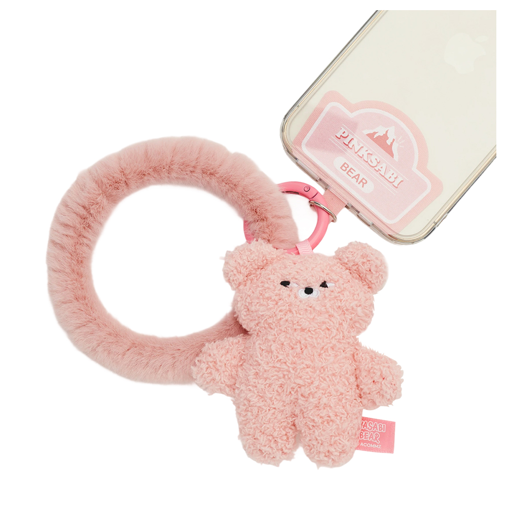 GraceGift Wasabi Bear聯名 粉芥末熊 絨毛手機掛環 紅色