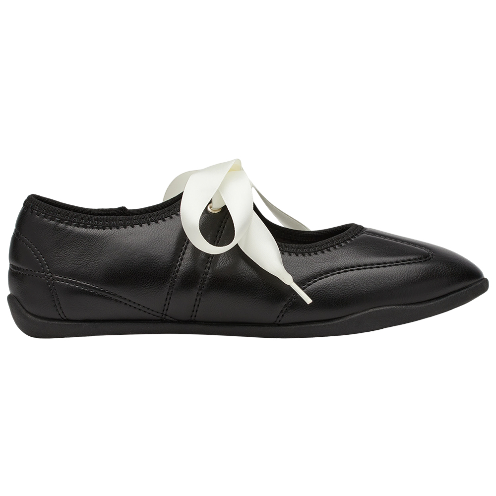 芭蕾日常2WAY蝴蝶結綁帶薄底運動鞋 黑