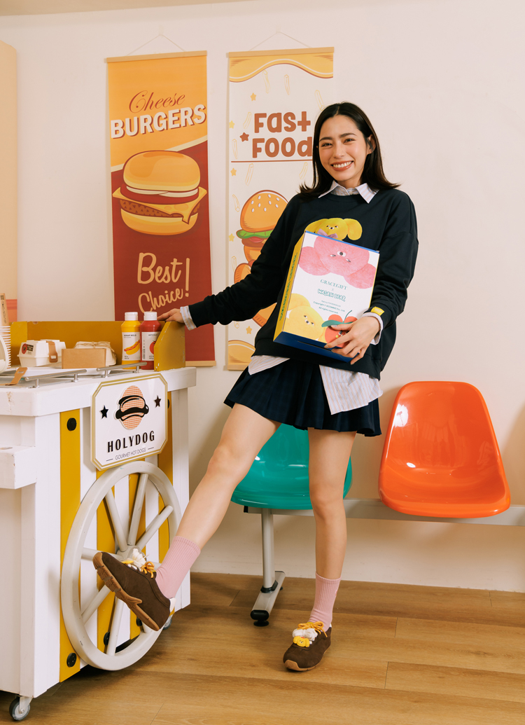 Grace Gift 平價女鞋 Wasabi Bear 聯名 黃芥末熊 休閒運動鞋 咖色 穿搭實拍