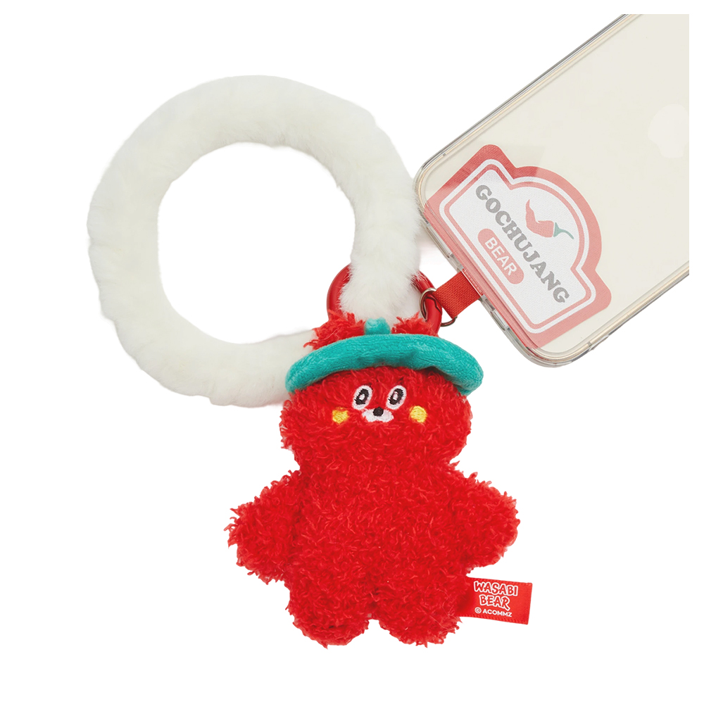 GraceGift Wasabi Bear聯名 辣椒醬熊 絨毛手機掛環 紅色