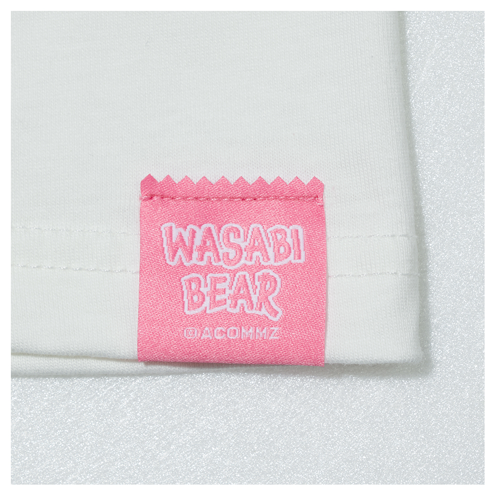 GraceGift Wasabi Bear聯名 粉芥末熊緞帶蝴蝶結短袖T恤 米白
