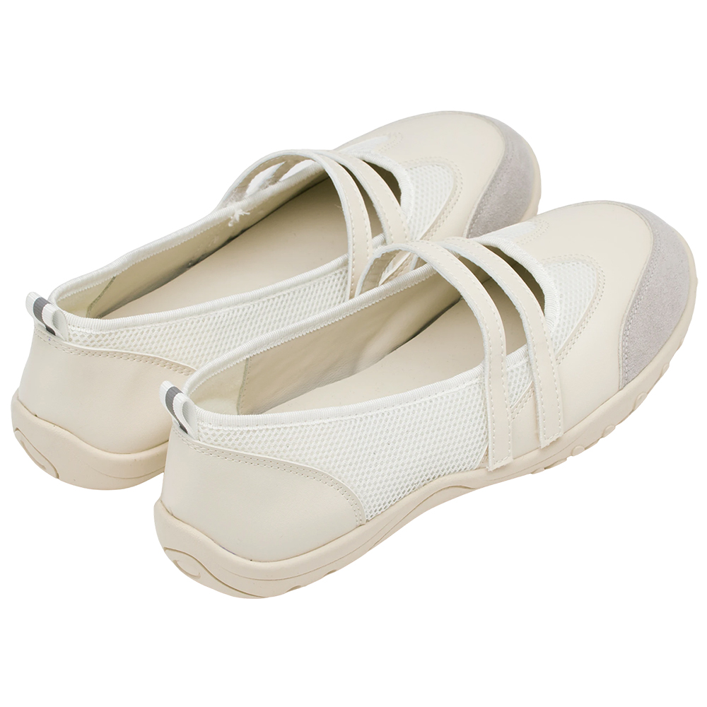 活力女孩魔鬼氈機能芭蕾舞運動鞋 米白