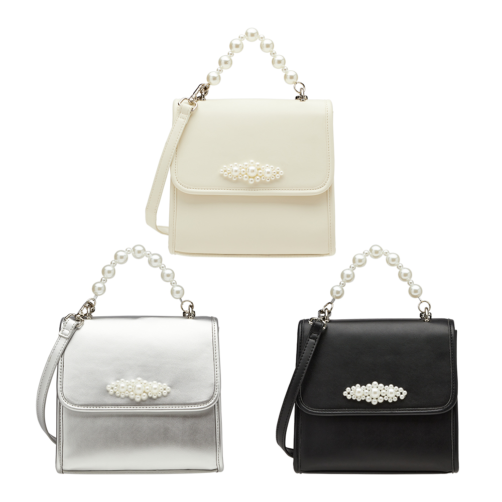 奕潔聯名-珍珠交響曲3WAY手提肩背書信包 銀