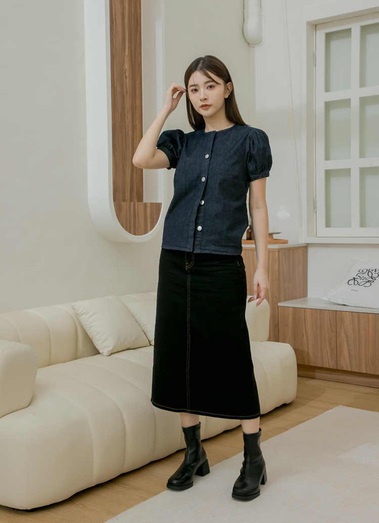 Grace Gift 平價女鞋 韓系美學 防水台短靴 黑色 實拍圖