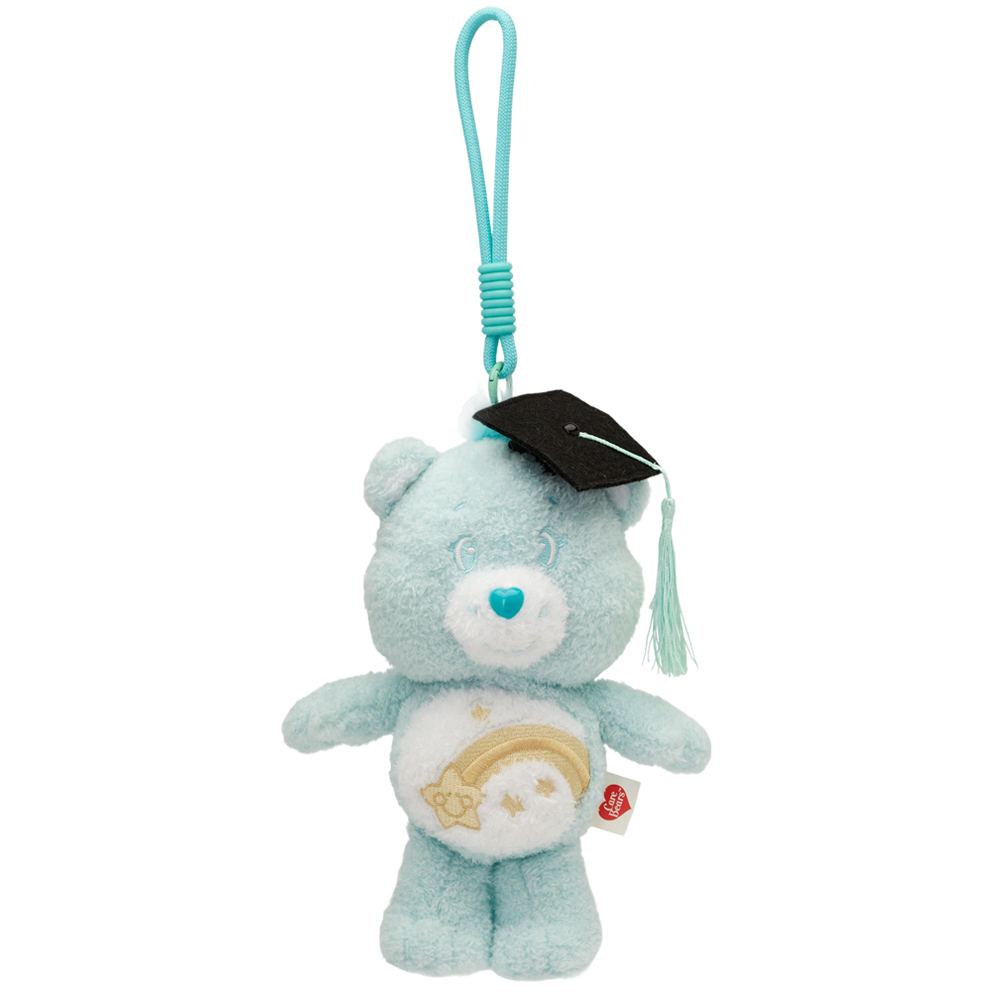 GraceGift CareBears聯名 許願小熊 畢業祝福小熊吊飾禮盒 附贈手機墊片 藍綠
