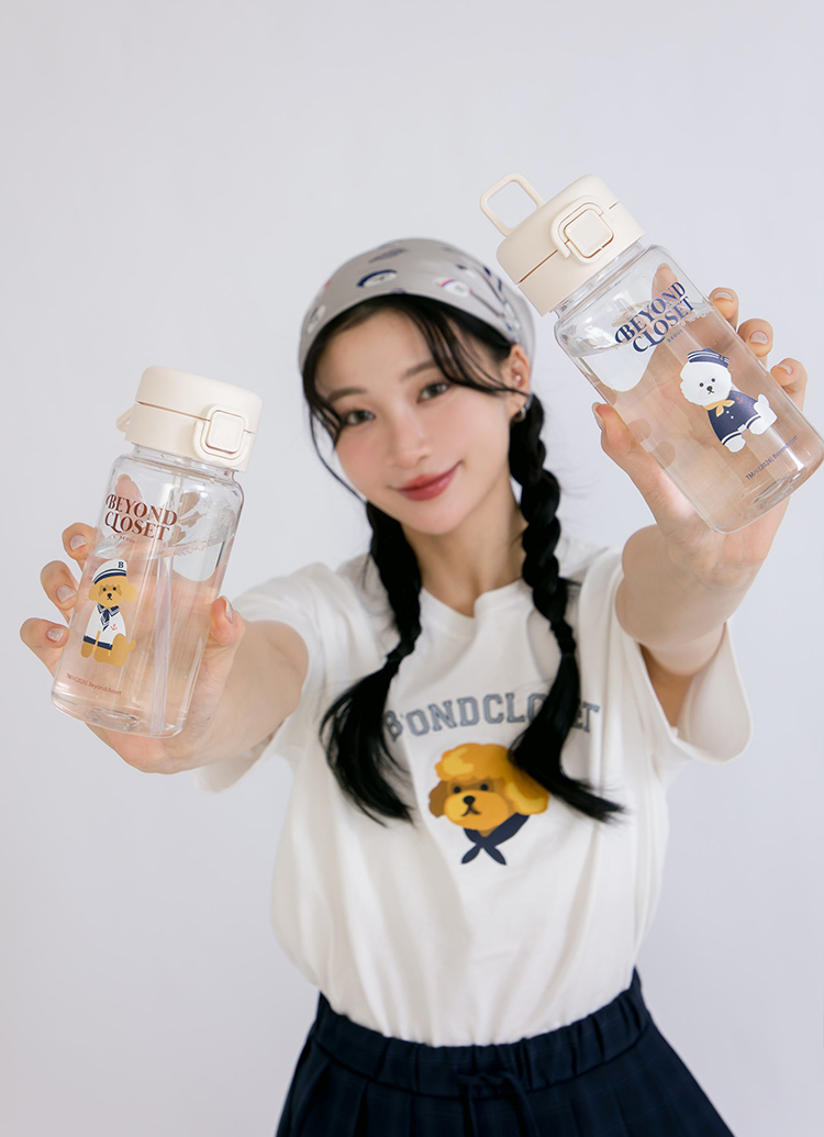 韓國Beyond Closet 水手貴賓狗印花360ml冷水瓶 咖啡