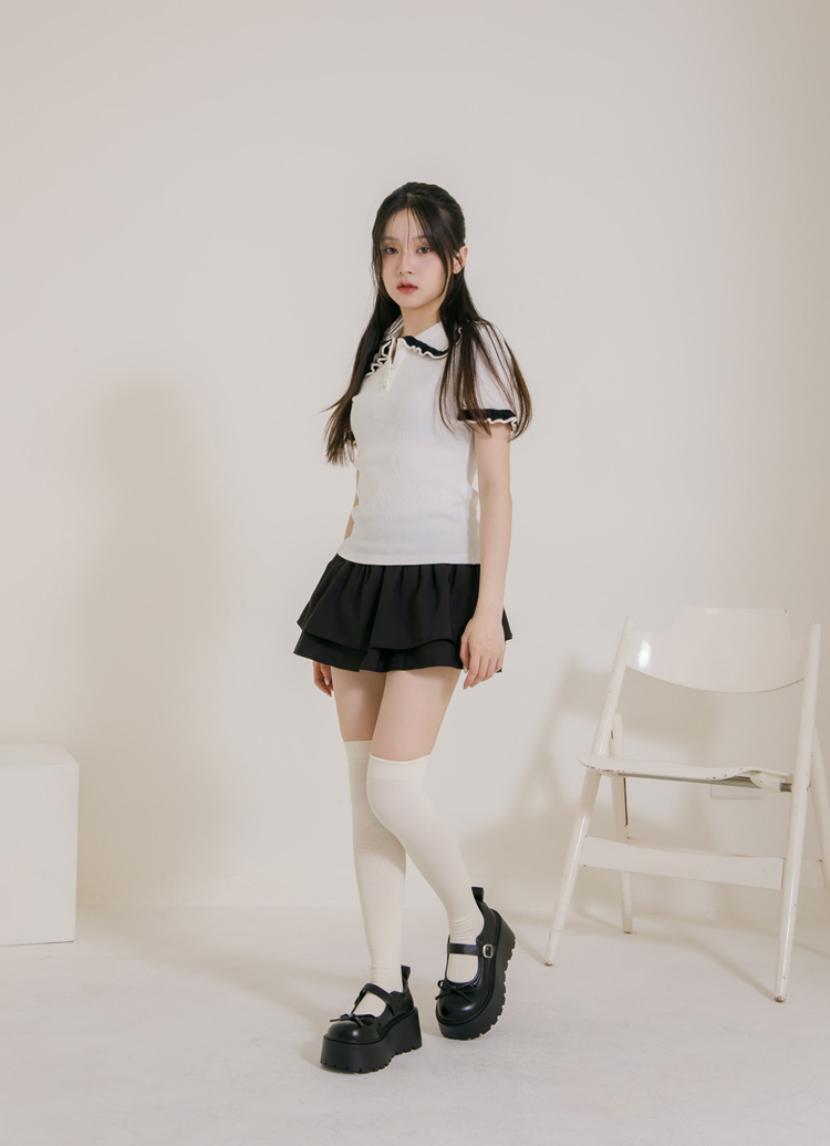 Grace Gift 平價女鞋 高挑甜心 蝴蝶結輕量瑪莉珍鞋 黑色 厚底瑪莉珍鞋 實拍圖