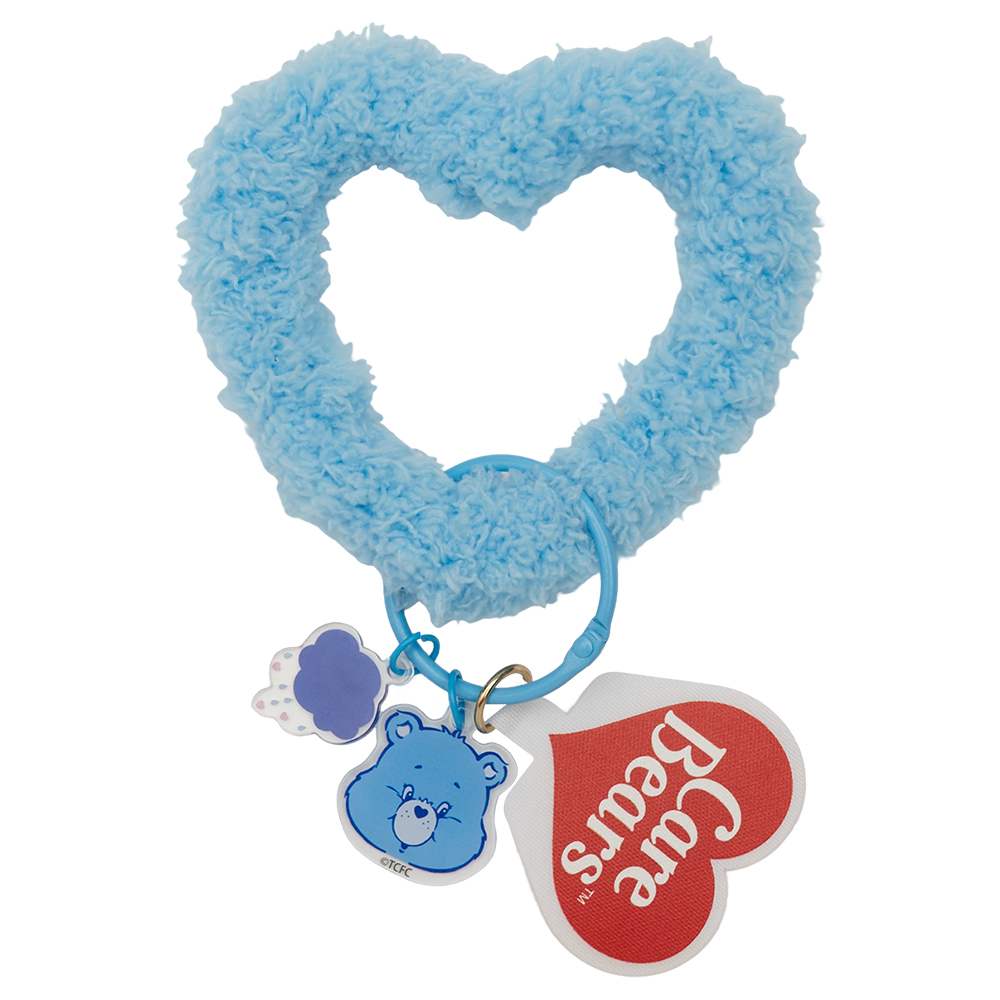 GraceGift CareBears聯名 牢騷小熊 Cupid系列 愛心絨毛鑰匙圈 淺藍
