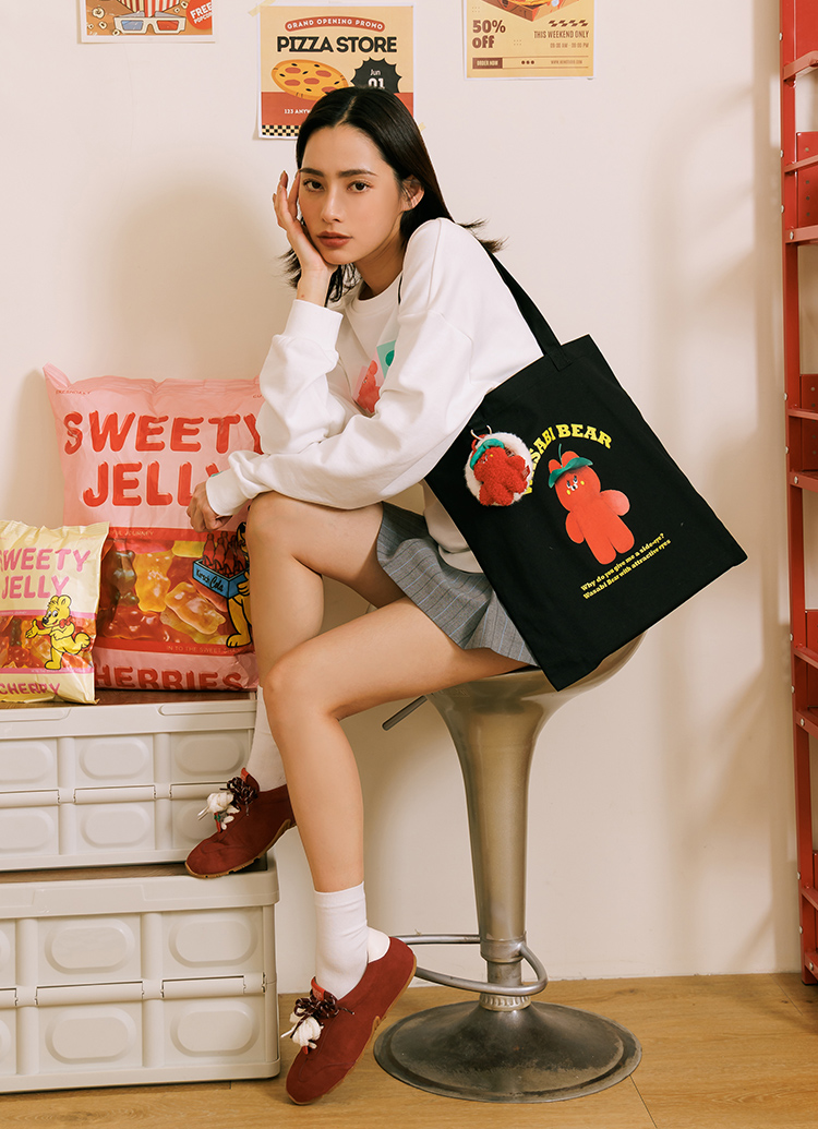 GraceGift Wasabi Bear聯名 辣椒醬熊 絨毛手機掛環 紅色