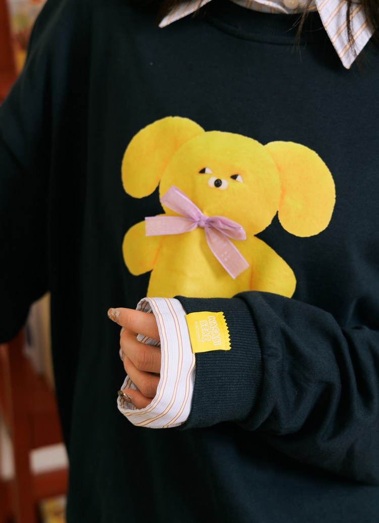 Grace Gift Wasabi Bear聯名 幸運招財好運組 大學T 吊飾 實拍圖