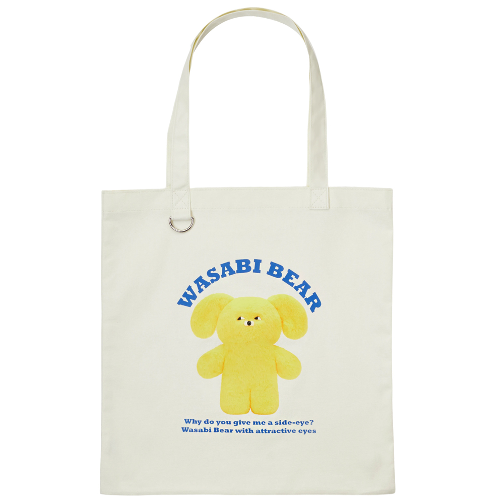 Grace Gift 平價女鞋 Wasabi Bear 聯名 黃芥末熊 印花帆布包 正紅色 實拍圖