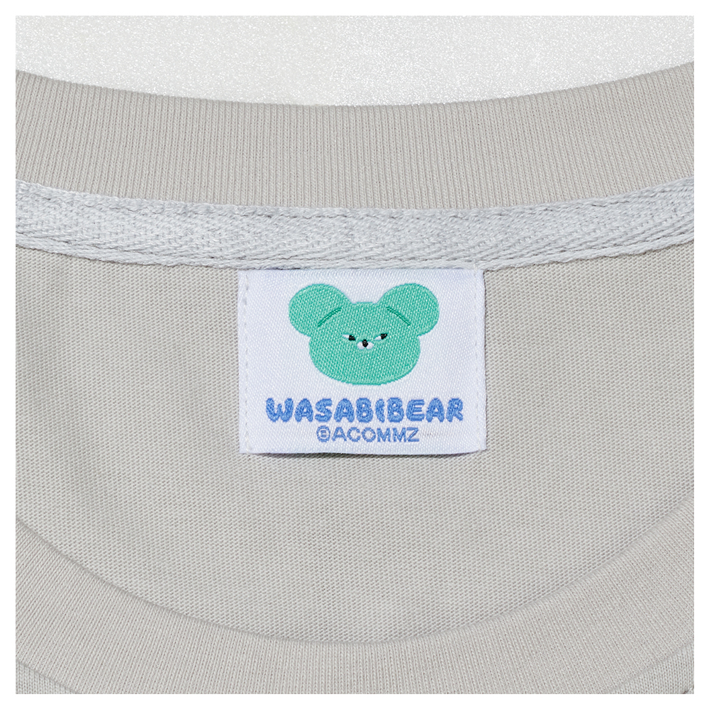 GraceGift Wasabi Bear聯名 黃芥末熊緞帶蝴蝶結短袖T恤 灰