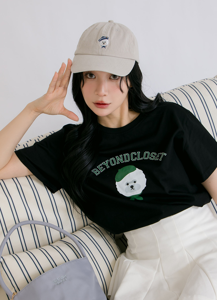 韓國Beyond Closet 比熊刺繡休閒棒球帽 淺灰
