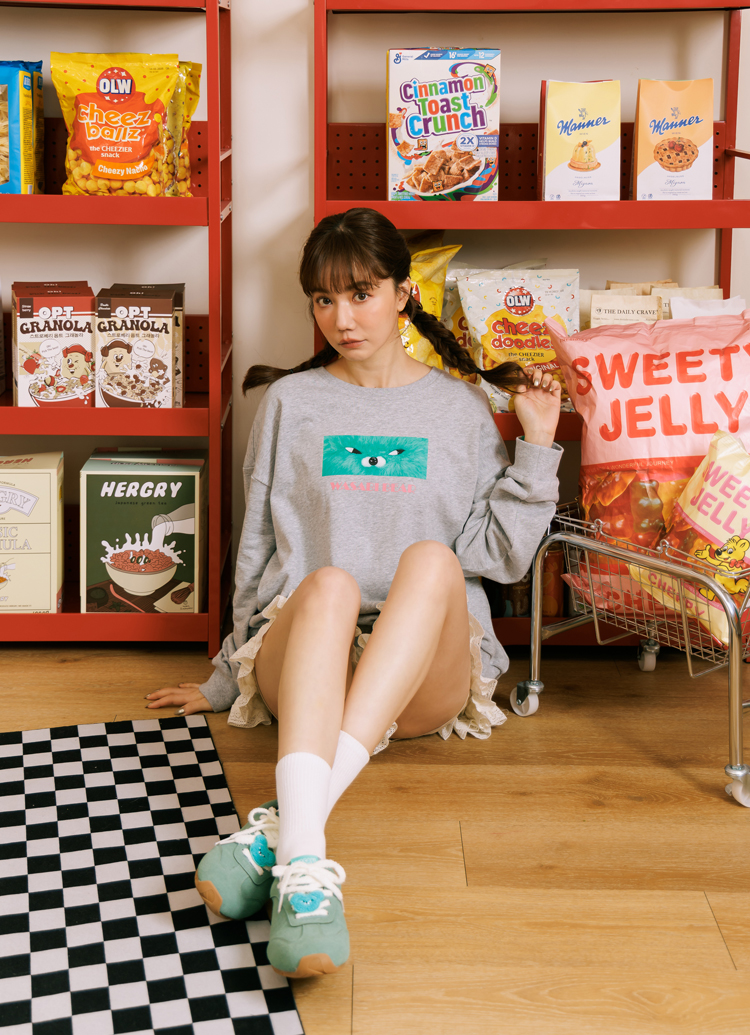 Grace Gift 平價女鞋 Wasabi Bear 聯名 芥末熊 休閒運動鞋 綠色 穿搭實拍