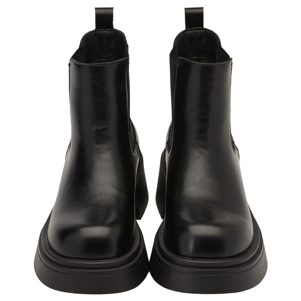 都會質感圓頭輕量厚底切爾西靴 黑