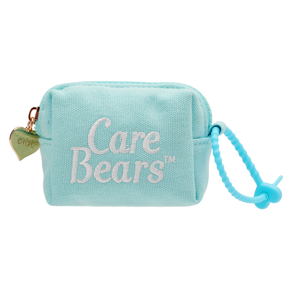 Care Bears-晚安小熊電繡格紋吊飾零錢包 淺藍