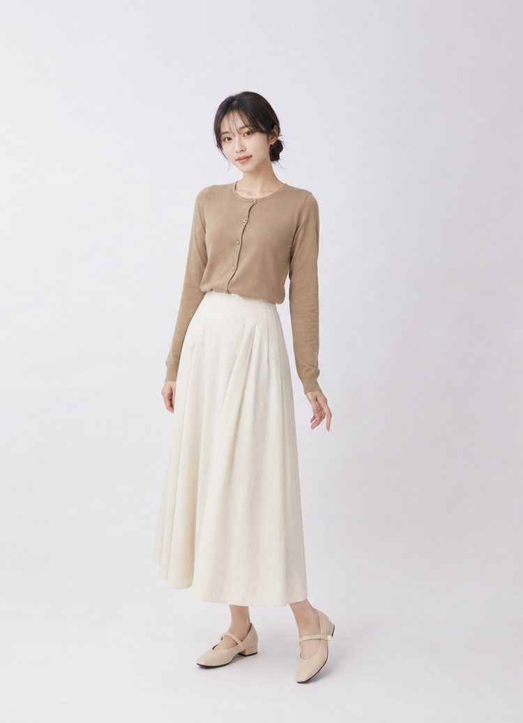 GraceGift平價女鞋 時尚秀場 小方圓頭 百搭氣質珍珠方頭低跟瑪莉珍鞋 深杏色