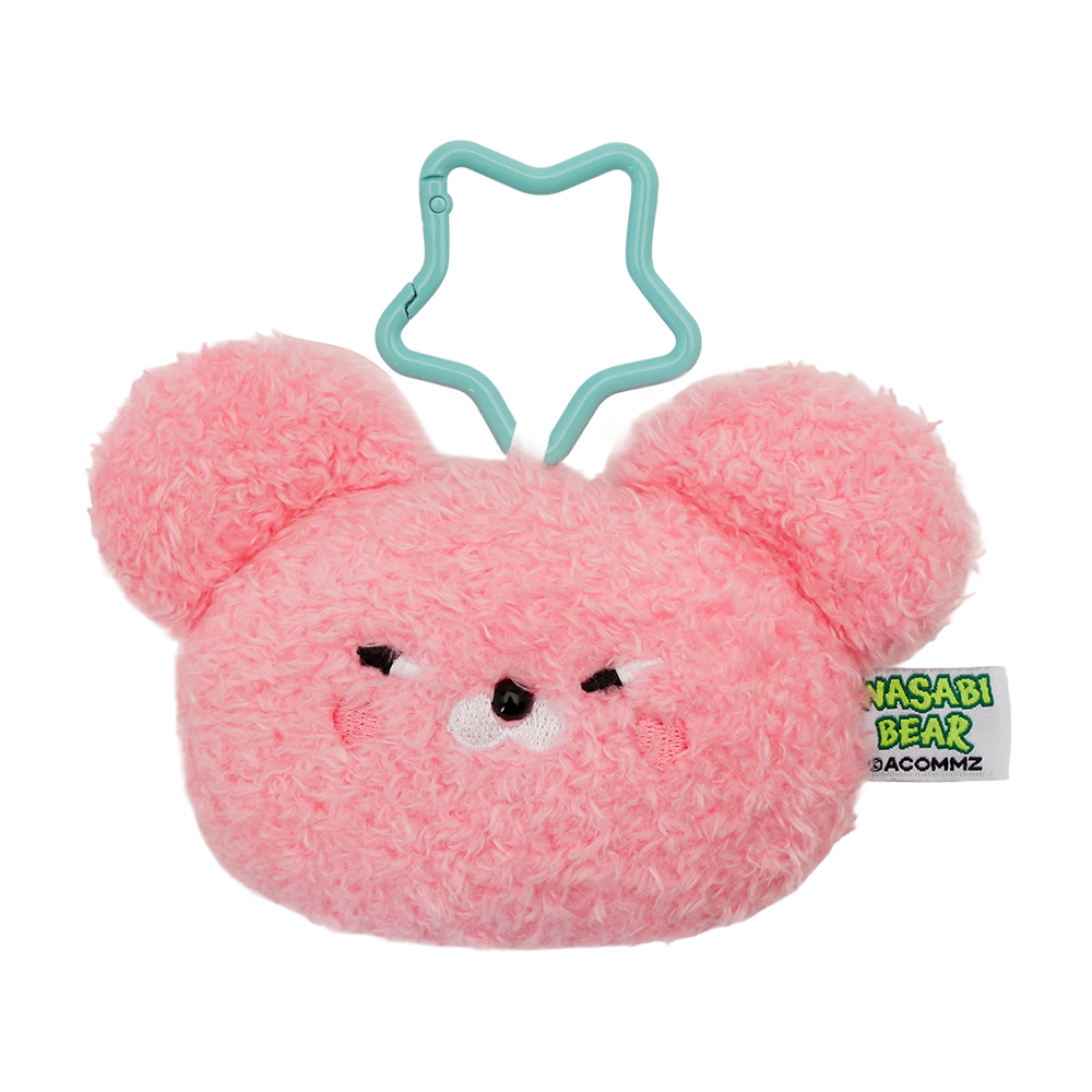 GraceGift Wasabi Bear聯名 粉芥末熊 絨毛星星吊飾飲料提袋 隨行包 粉紅色