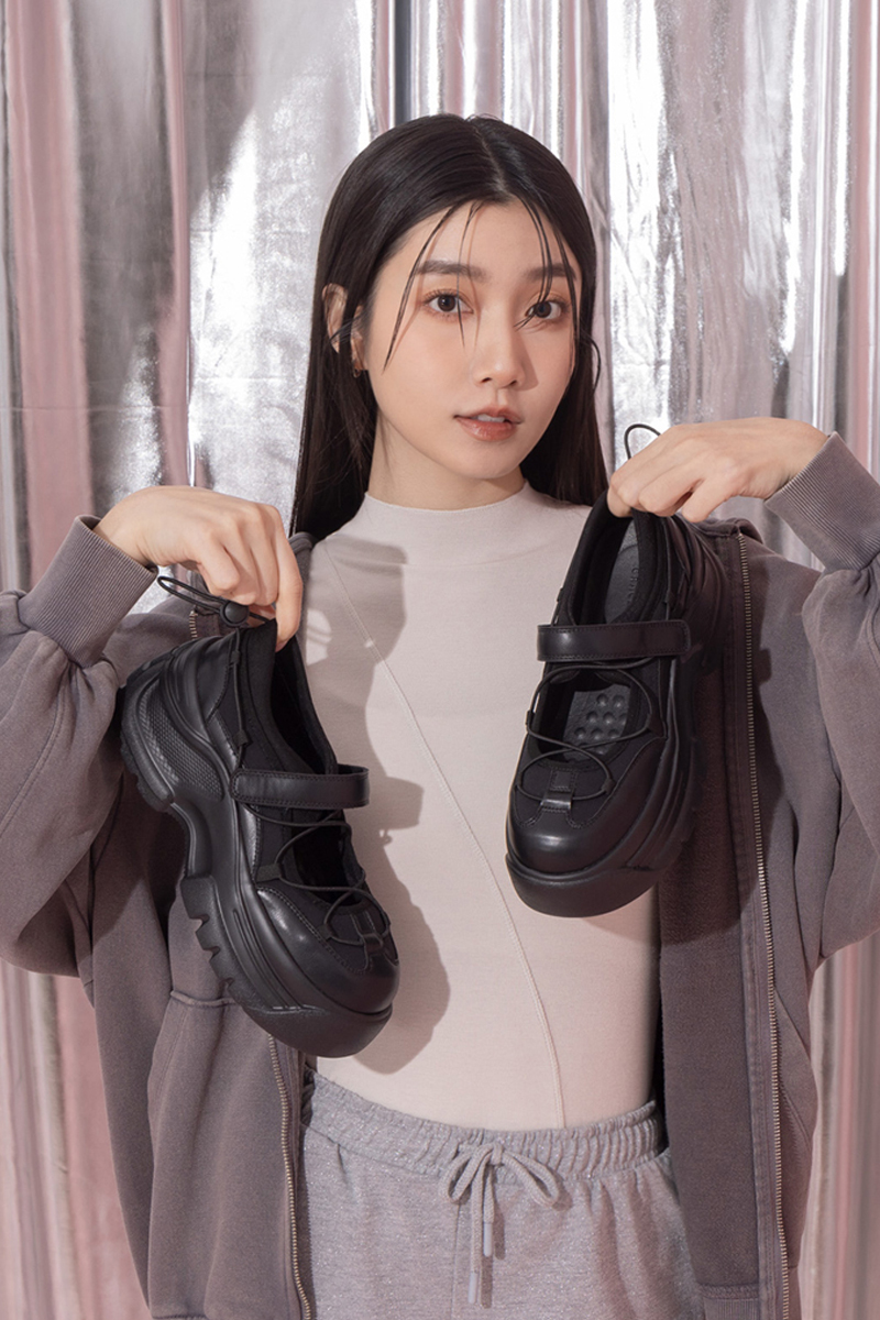 個性少女繫繩輕量厚底瑪莉珍運動鞋