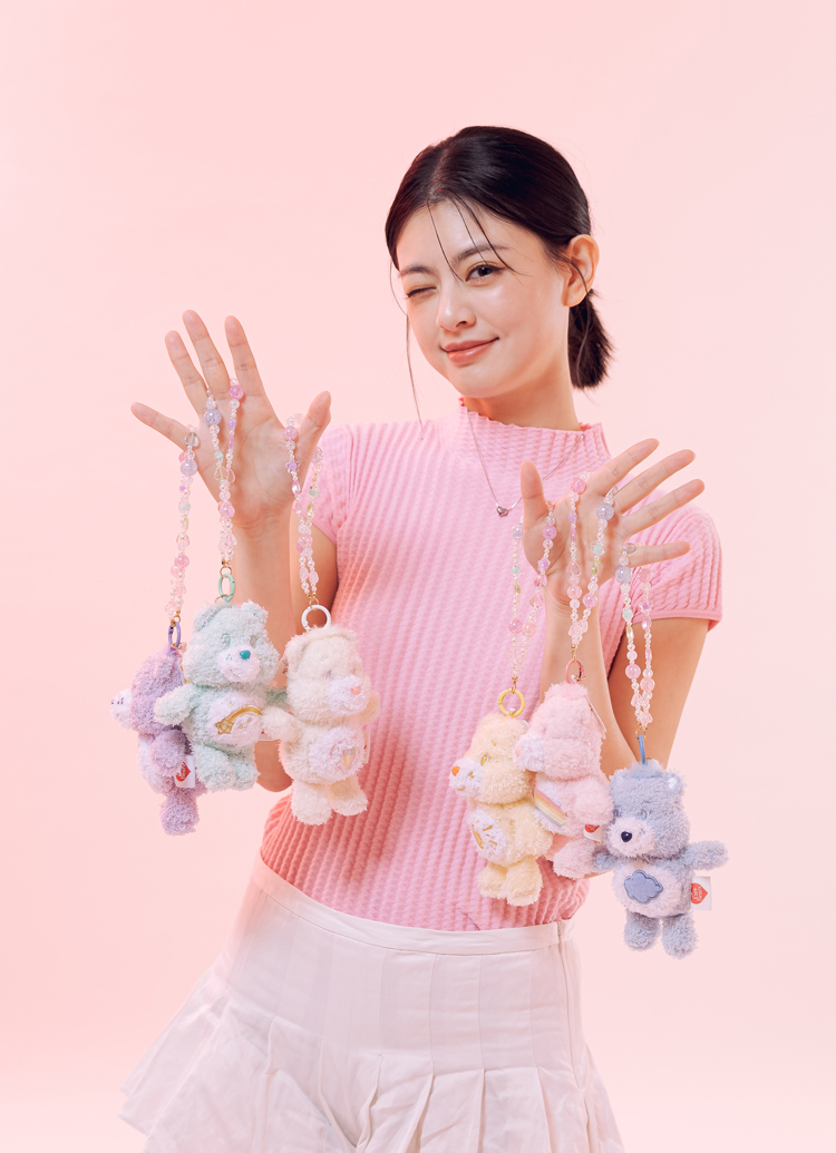GraceGift CareBears聯名 Care Bears彩虹熊 棉花糖系列毛絨玩偶手機串珠吊飾盲盒