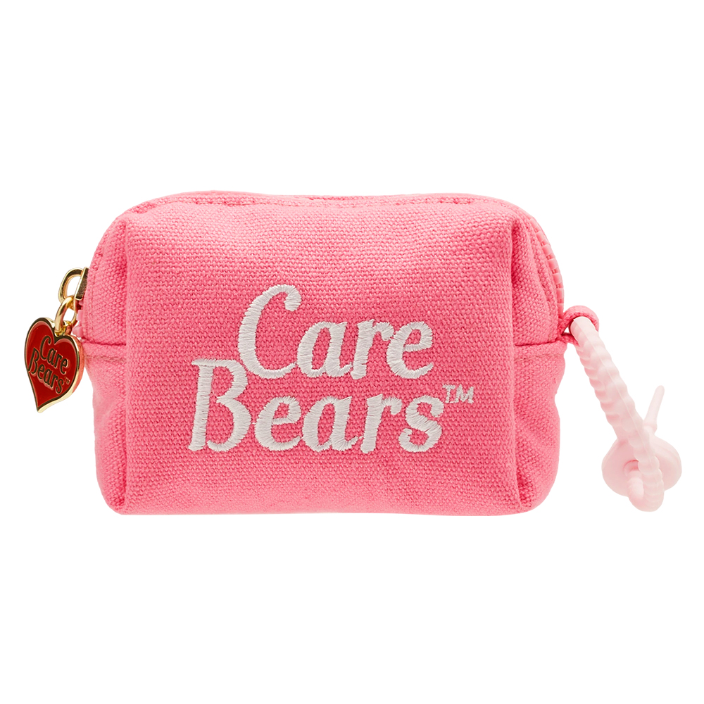 Care Bears-鑽石小熊電繡格紋吊飾零錢包 桃紅