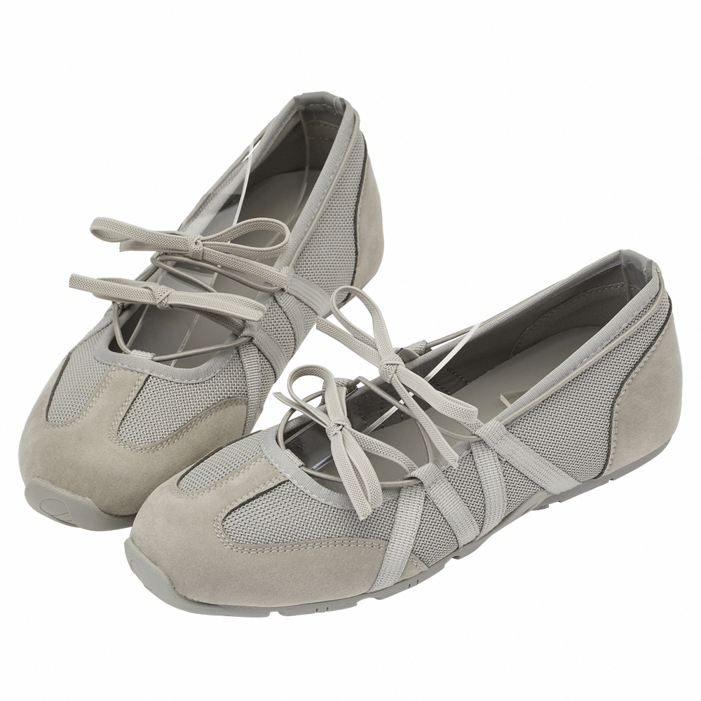 首爾芭蕾機能綁帶蝴蝶結瑪莉珍運動鞋  灰