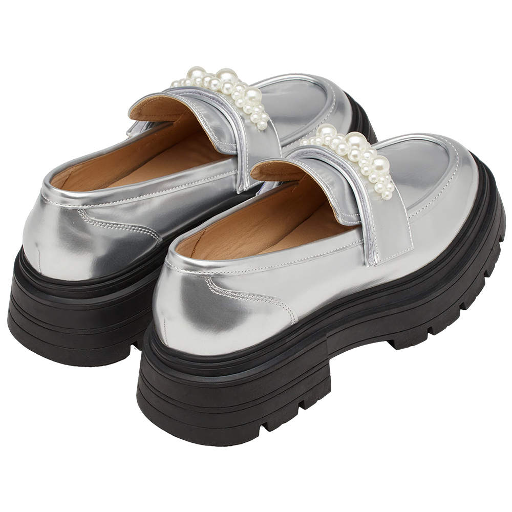 奕潔聯名-公主珍藏2WAY珍珠厚底樂福鞋 銀